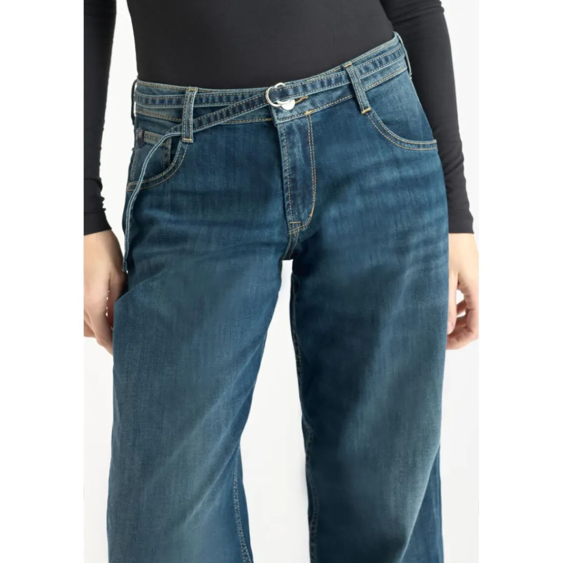 Jeans loose, large wide leg , longueur 34 bleu Maya