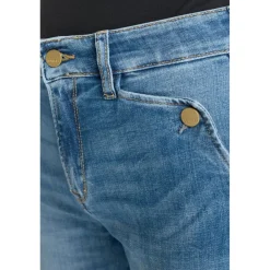 Jeans mom , 7/8ème bleu en coton Lola