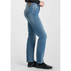 Jeans mom , 7/8ème bleu en coton Lola