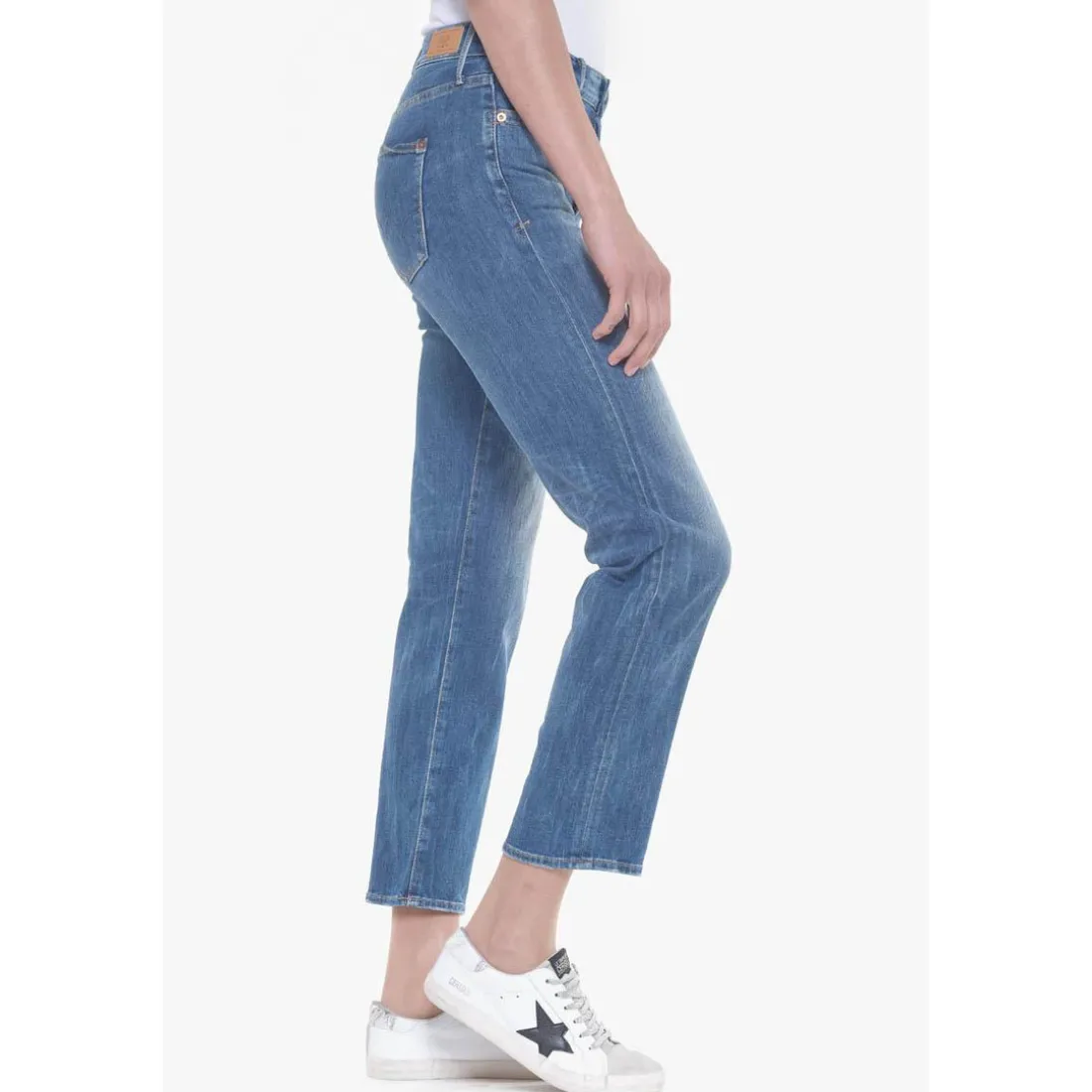 Jeans mom 400/18, 7/8ème bleu en coton Maia