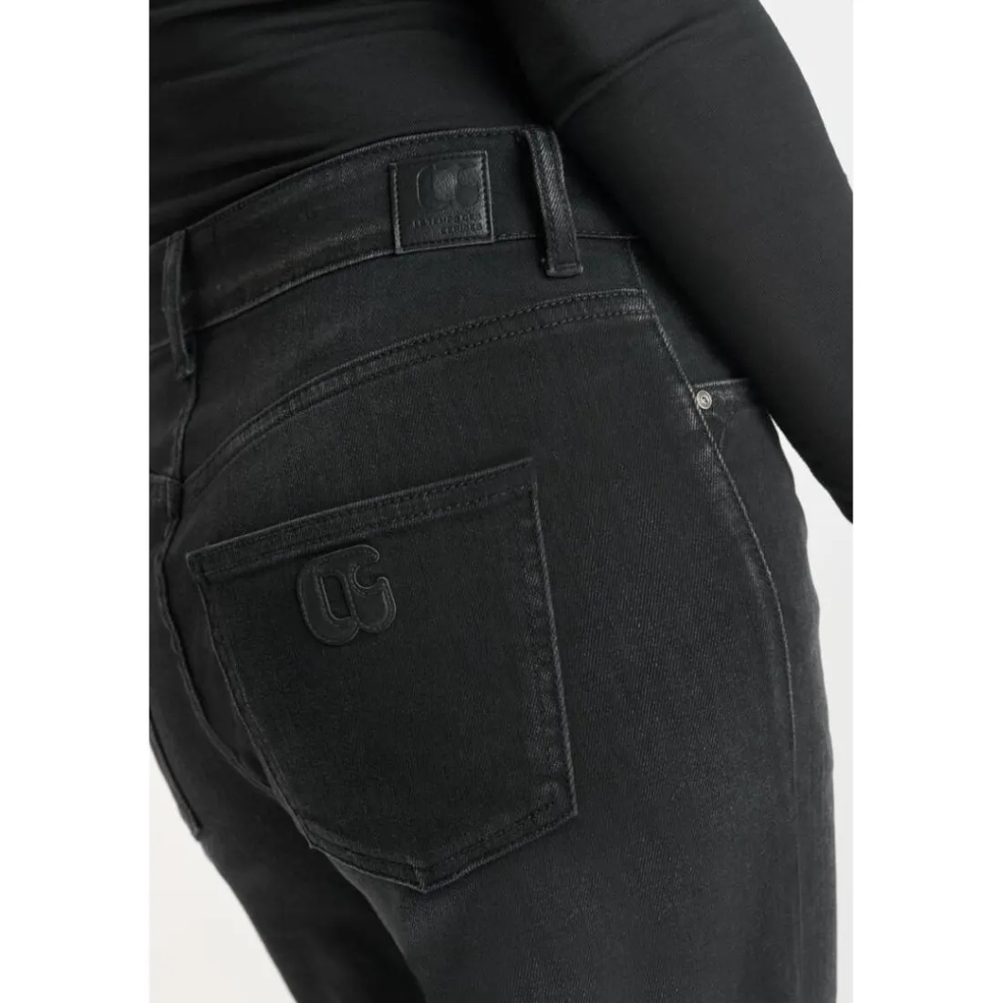 Jeans mom taille haute 7/8ème noir Ida en coton