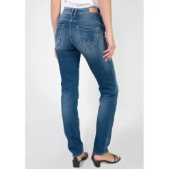 Jeans push-up regular, droit taille haute PULP, longueur 34 bleu en coton Demi