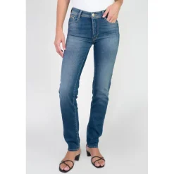 Jeans push-up regular, droit taille haute PULP, longueur 34 bleu en coton Demi