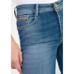 Jeans push-up regular, droit taille haute PULP, longueur 34 bleu en coton Demi
