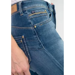 Jeans push-up regular, droit taille haute PULP, longueur 34 bleu en coton Demi