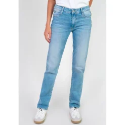 Jeans push-up regular, droit taille haute PULP, longueur 34 bleu en cuir Lise