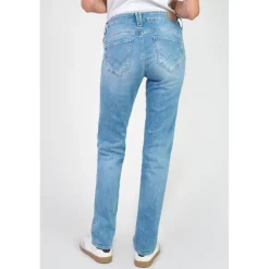 Jeans push-up regular, droit taille haute PULP, longueur 34 bleu en cuir Lise