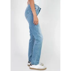 Jeans push-up regular, droit taille haute PULP, longueur 34 bleu en cuir Lise
