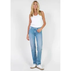Jeans push-up regular, droit taille haute PULP, longueur 34 bleu en cuir Lise