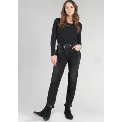 Jeans push-up regular, droit taille haute PULP, 7/8ème noir en coton