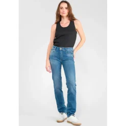 Jeans push-up regular, droit taille haute PULP, longueur 34 bleu Fern en coton