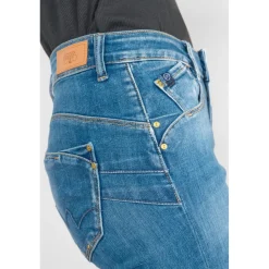 Jeans push-up regular, droit taille haute PULP, longueur 34 bleu Fern en coton