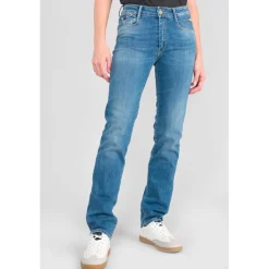 Jeans push-up regular, droit taille haute PULP, longueur 34 bleu Fern en coton