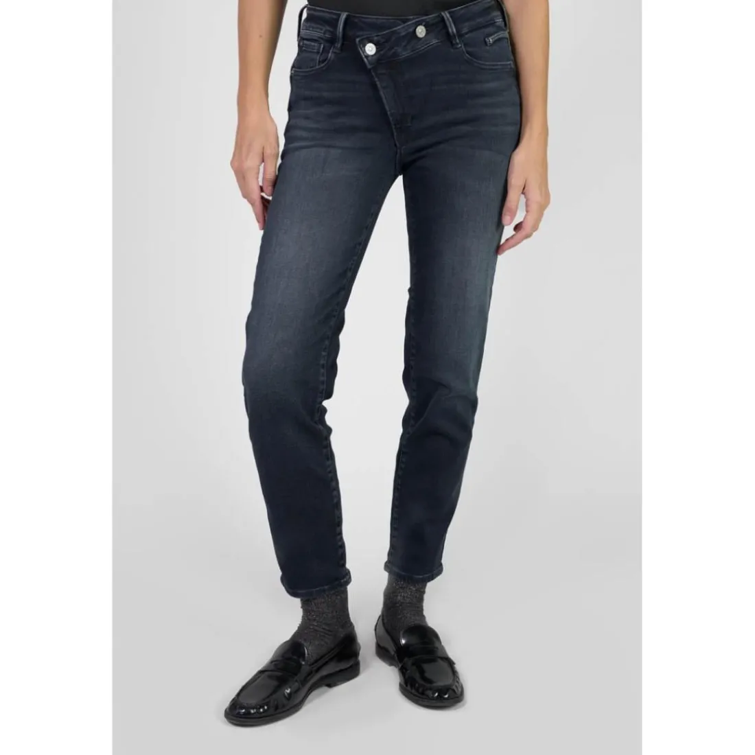 Jeans push-up regular, droit taille haute PULP, 7/8ème bleu Dina en coton