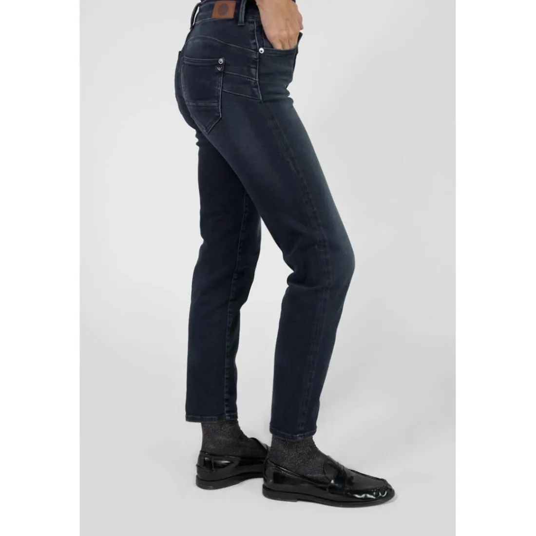 Jeans push-up regular, droit taille haute PULP, 7/8ème bleu Dina en coton