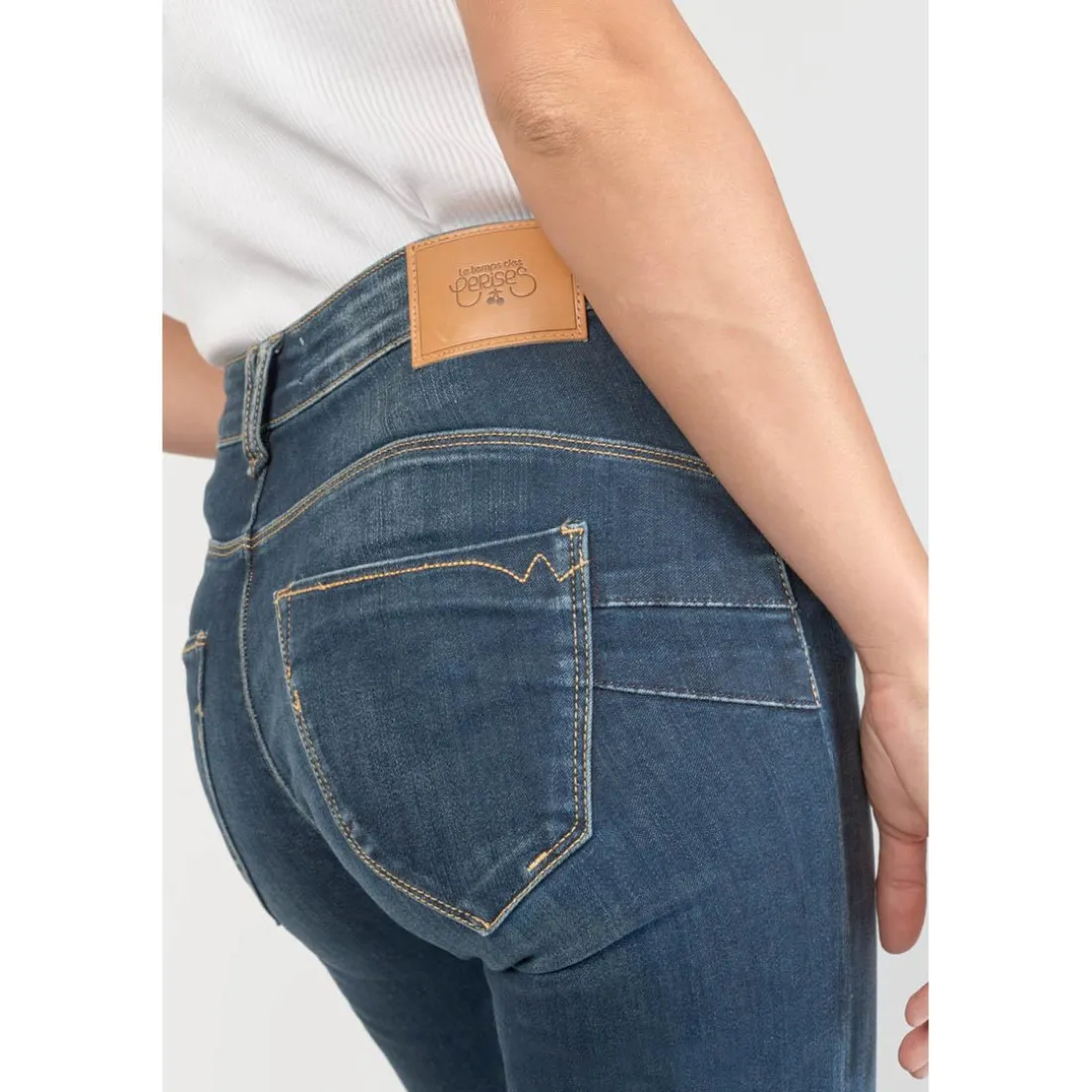 Jeans push-up regular, droit taille haute PULP, longueur 34 bleu en coton Rae