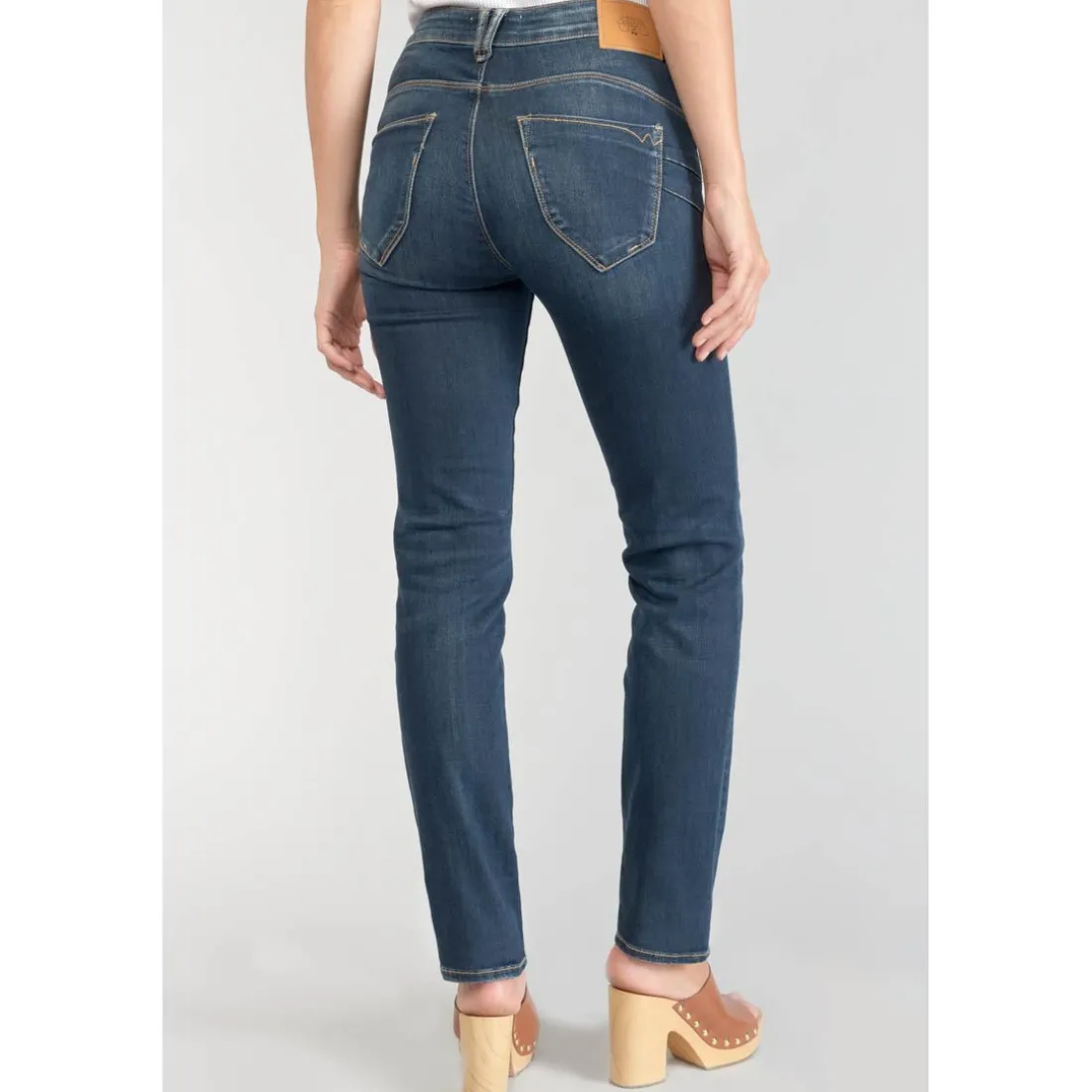 Jeans push-up regular, droit taille haute PULP, longueur 34 bleu en coton Rae
