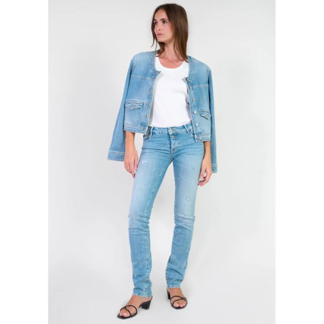 Jeans push-up slim PULP, longueur 34 bleu en coton Nia