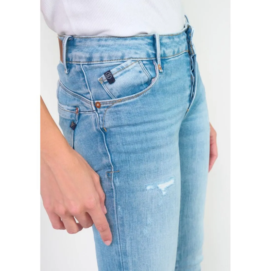 Jeans push-up slim PULP, longueur 34 bleu en coton Nia