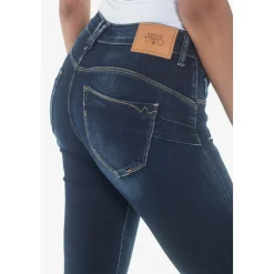 Jeans push-up slim taille haute PULP, 7/8ème bleu en coton Ines