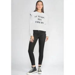 Jeans push-up slim taille haute PULP, 7/8ème noir en coton Wren