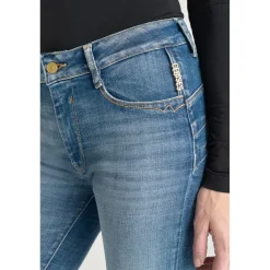 Jeans push-up slim taille haute PULP, 7/8ème bleu en coton Meg