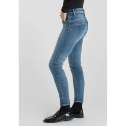 Jeans push-up slim taille haute PULP, 7/8ème bleu en coton Meg