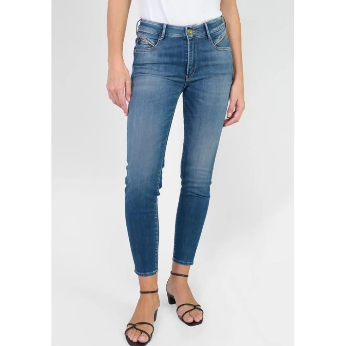 Jeans push-up slim taille haute PULP, 7/8ème bleu Tess