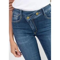 Jeans push-up slim taille haute PULP, 7/8ème bleu en coton Sloan