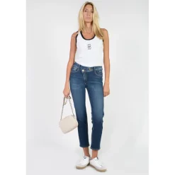 Jeans push-up slim taille haute PULP, 7/8ème bleu en coton Sloan