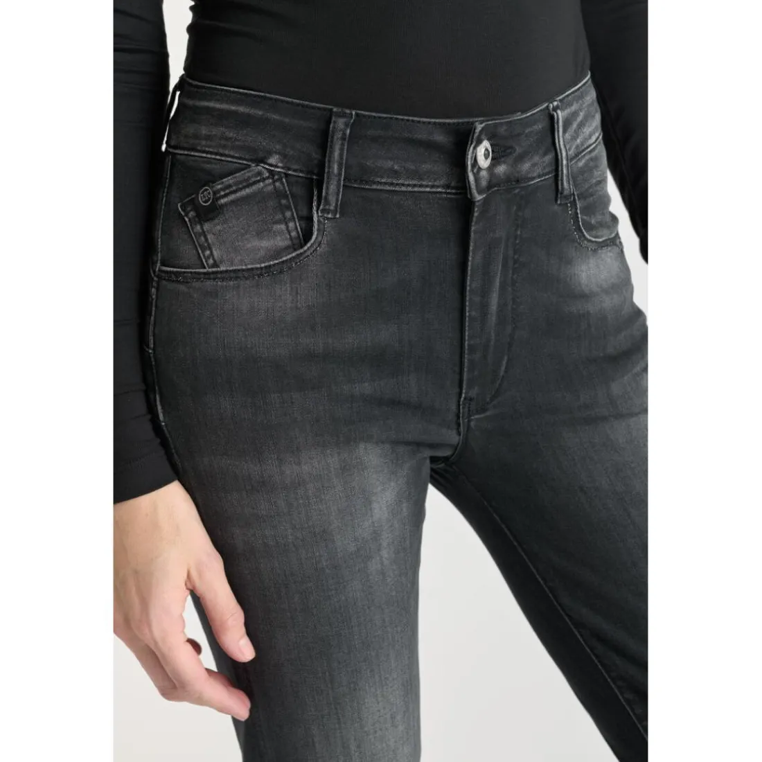 Jeans push-up slim taille haute PULP, 7/8ème noir Vale