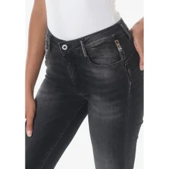 Jeans push-up slim taille haute PULP, 7/8ème noir en coton Zoe