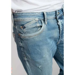 Jeans regular Camby, droit 700/17, longueur 34 bleu en coton