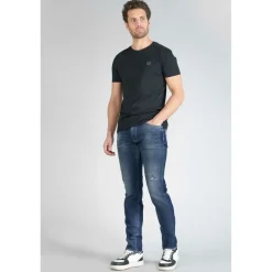 Jeans regular, droit 700/17, longueur 34 bleu en coton