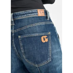 Jeans regular, droit 400/28 regular loose taille haute, longueur 34 bleu en coton Maud
