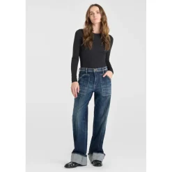Jeans regular, droit 400/28 regular loose taille haute, longueur 34 bleu en coton Maud
