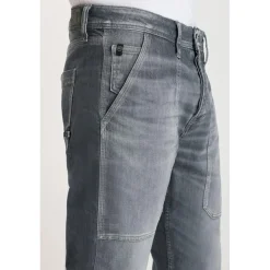 Jeans regular, droit loose, longueur 34 bleu en coton Aron