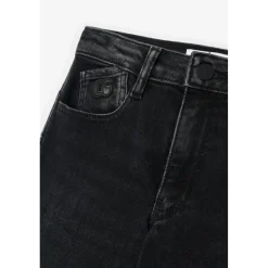 Jeans regular, droit pulp slim taille haute, longueur 34 noir Lina