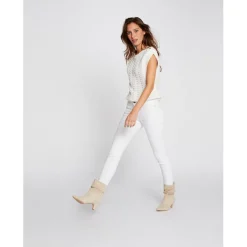 Jeans skinny taille basse blanc cassé