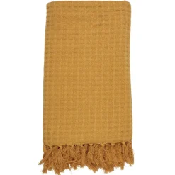 Jeté De Canapé Gaufre Jaune Ocre en coton