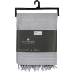 Jeté de lit en coton 160x220 - gris clair