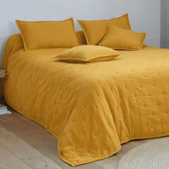 Jeté de lit matelassé CELESTE jaune or