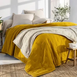Jeté de lit matelassé CELESTE jaune or