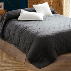 Jeté de lit matelassé CELESTE gris anthracite