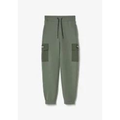 Jogging garçon, bi-matière Outobo kaki vert en coton