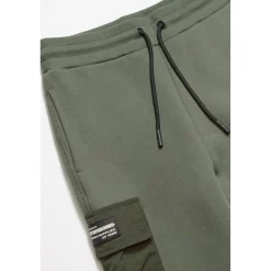 Jogging garçon, bi-matière Outobo kaki vert en coton