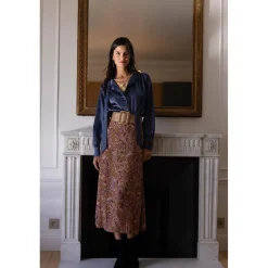 Jupe boutonnée Céline en viscose