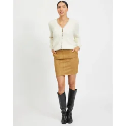 Jupe courte effet velours marron Zoe