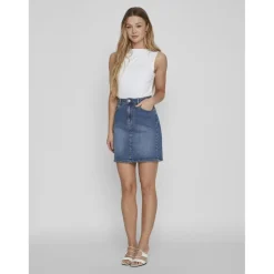 Jupe courte en denim bleu moyen