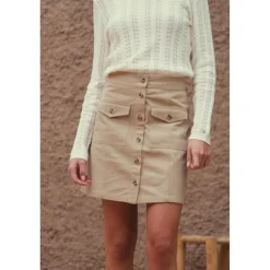 Jupe courte en twill de coton JORY beige